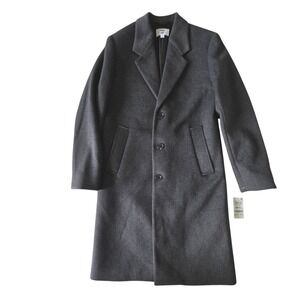 Mode of One Women Overcoat Charcoal Gray Wool Blend Long Coat Jacket Small